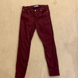 Brand 7 for all mankind burgundy denim pants with stretch